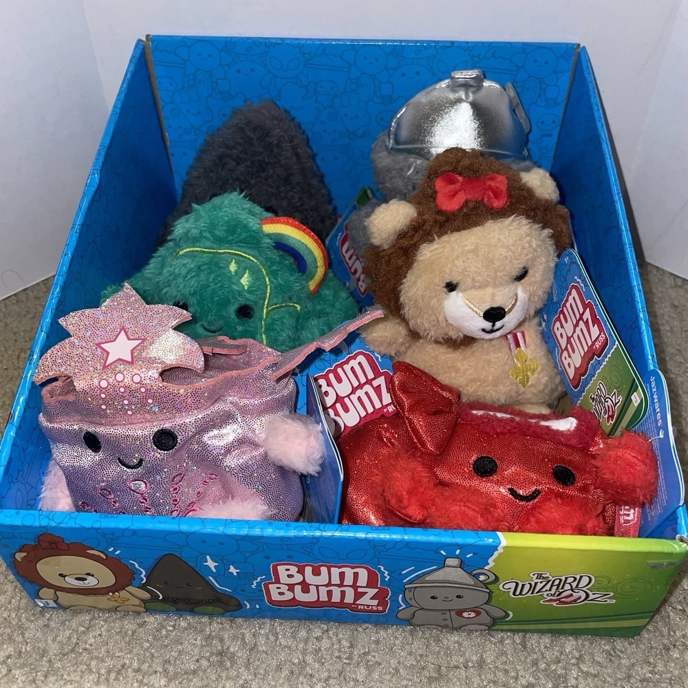 BumBumz Russ Wizard of Oz Plush Set of 6 Lion Tin Man Ruby Slipper Emerald City